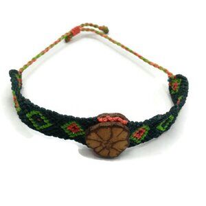 Unisex Handmade Ayahuasca Flower Design Macramé Bracelet.